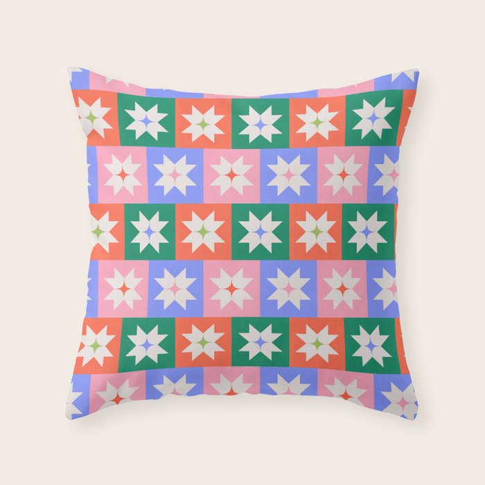 Cheerful Festive Stars Throw Pillow Gallery Image 1