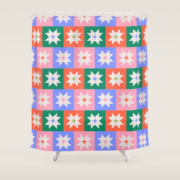 Cheerful Festive Stars Shower Curtain Gallery Image 1