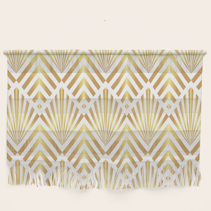 Gold art deco diamonds on white Wall Hanging Gallery Image 1