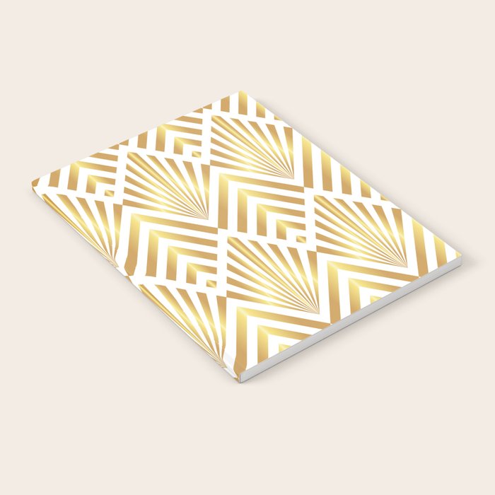 Gold art deco diamonds on white Notebook Gallery Image 2