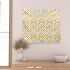 Gold art deco diamonds on white Wall Tapestry Gallery Image 2
