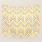 Gold art deco diamonds on white Wall Tapestry Gallery Image 4