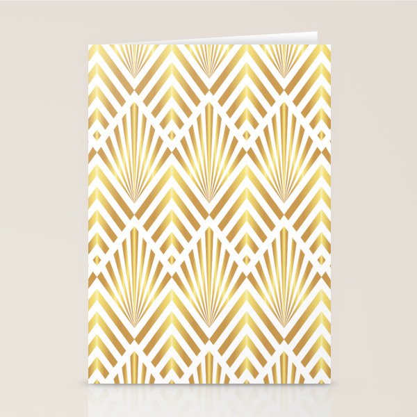 Gold art deco diamonds on white Stationery Card Gallery Image 1