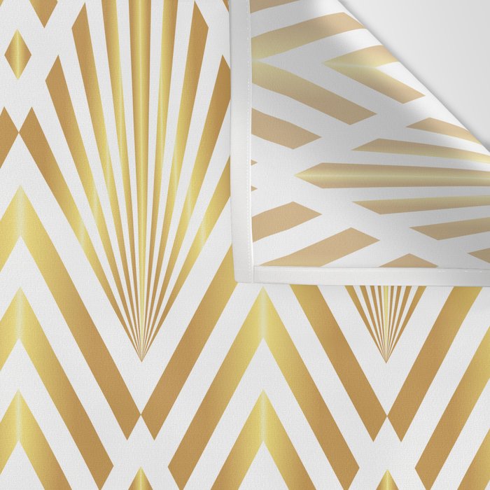 Gold art deco diamonds on white Wall Tapestry Gallery Image 3