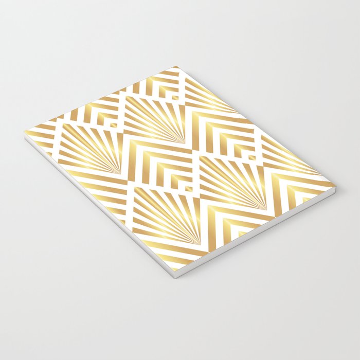 Gold art deco diamonds on white Notebook Gallery Image 3