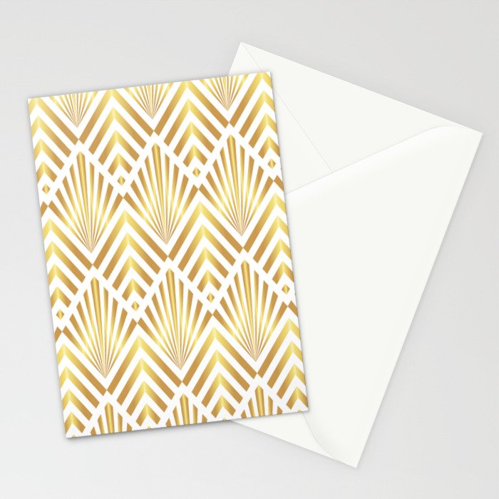 Gold art deco diamonds on white Stationery Card Gallery Image 2