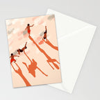 Free Spirits, Children Wild Child Parenthood, Kids Freedom Human Rights Equality, Eclectic Beach Ocean Play Shadows Light Sand Concept Painting Stationery Card Gallery Image 2