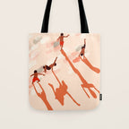 Free Spirits, Children Wild Child Parenthood, Kids Freedom Human Rights Equality, Eclectic Beach Ocean Play Shadows Light Sand Concept Painting Tote Bag Gallery Image 1