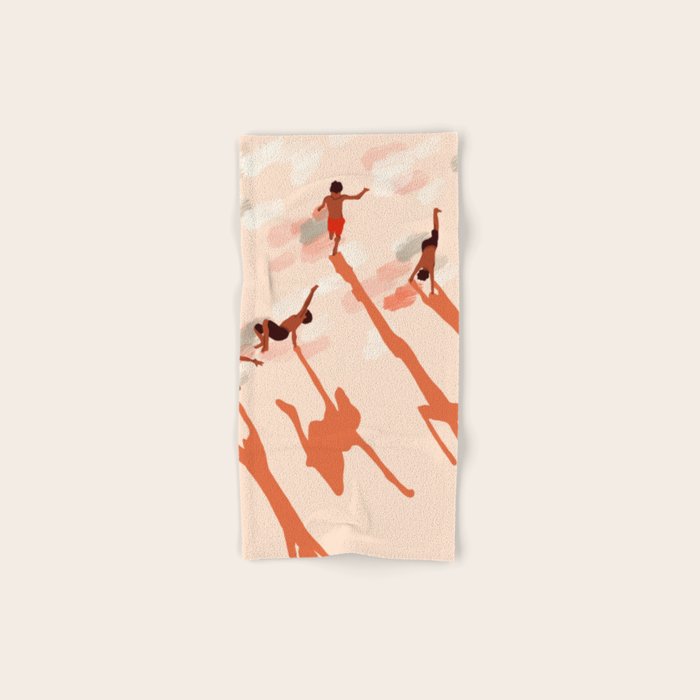 Free Spirits, Children Wild Child Parenthood, Kids Freedom Human Rights Equality, Eclectic Beach Ocean Play Shadows Light Sand Concept Painting Bath Towel Gallery Image 1