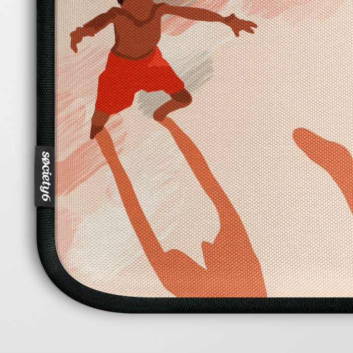 Free Spirits, Children Wild Child Parenthood, Kids Freedom Human Rights Equality, Eclectic Beach Ocean Play Shadows Light Sand Concept Painting Laptop Sleeve Gallery Image 3
