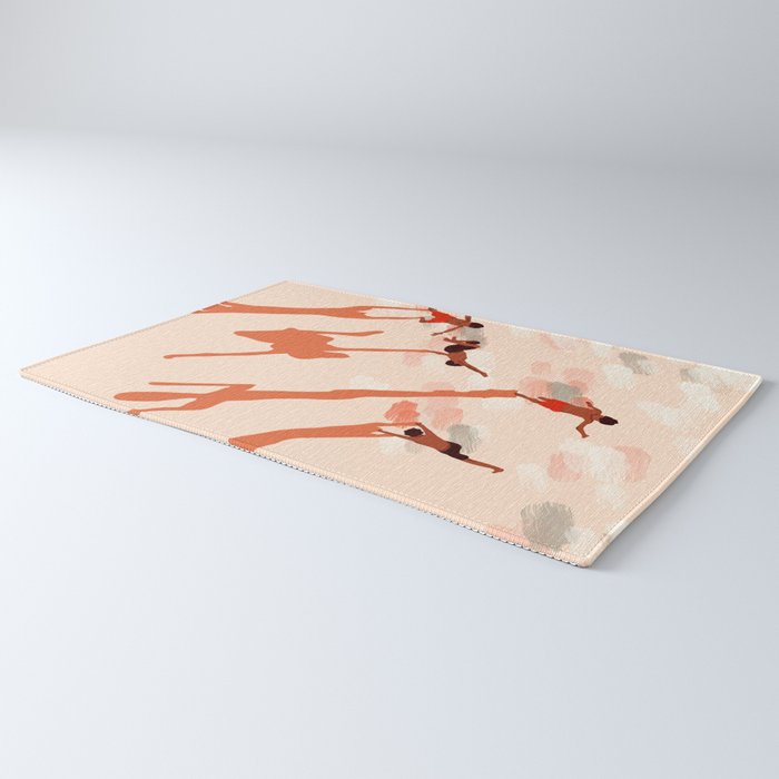 Free Spirits, Children Wild Child Parenthood, Kids Freedom Human Rights Equality, Eclectic Beach Ocean Play Shadows Light Sand Concept Painting Rug Gallery Image 3