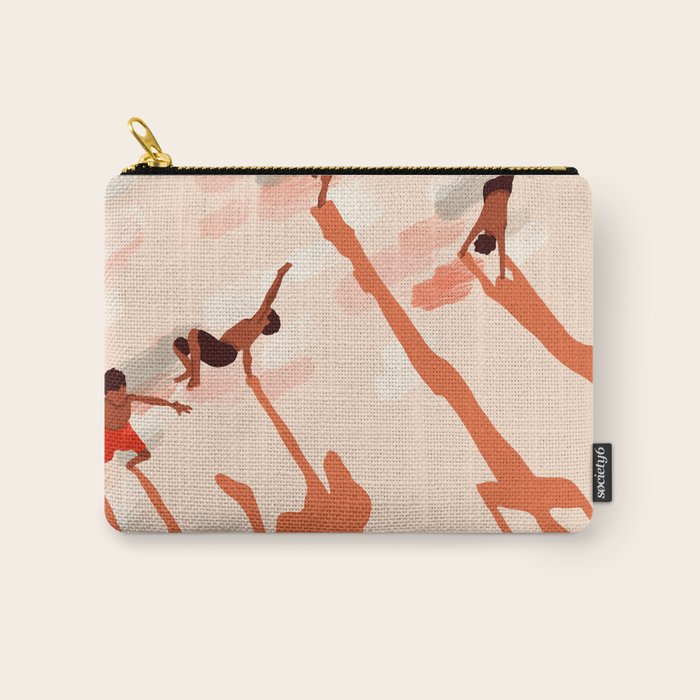 Free Spirits, Children Wild Child Parenthood, Kids Freedom Human Rights Equality, Eclectic Beach Ocean Play Shadows Light Sand Concept Painting Carry All Pouch Gallery Image 1