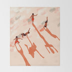 Free Spirits, Children Wild Child Parenthood, Kids Freedom Human Rights Equality, Eclectic Beach Ocean Play Shadows Light Sand Concept Painting Throw Blanket Gallery Image 2