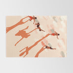 Free Spirits, Children Wild Child Parenthood, Kids Freedom Human Rights Equality, Eclectic Beach Ocean Play Shadows Light Sand Concept Painting Rug Gallery Image 2