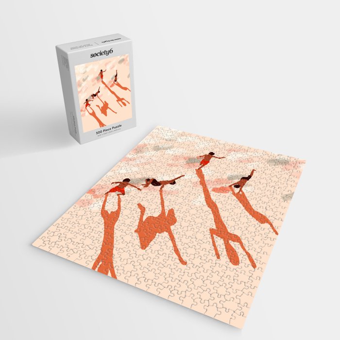 Free Spirits, Children Wild Child Parenthood, Kids Freedom Human Rights Equality, Eclectic Beach Ocean Play Shadows Light Sand Concept Painting Jigsaw Puzzle Gallery Image 2