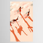 Free Spirits, Children Wild Child Parenthood, Kids Freedom Human Rights Equality, Eclectic Beach Ocean Play Shadows Light Sand Concept Painting Tablecloth Gallery Image 2