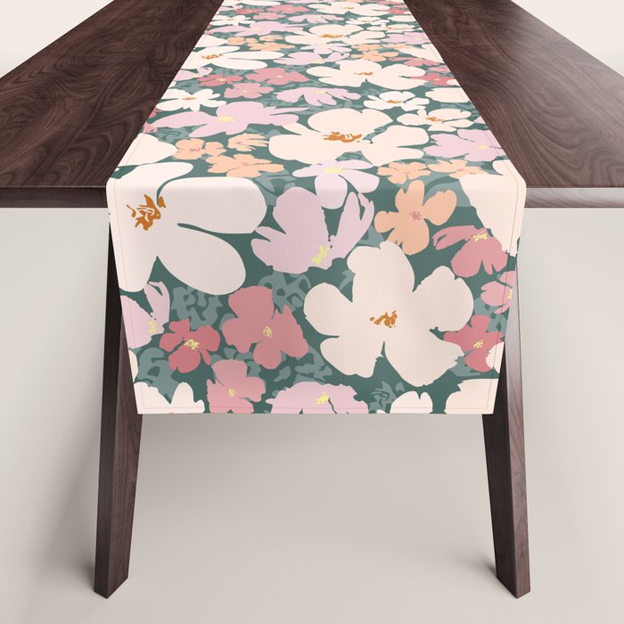 Peach and pink floral field pattern Table Runner Gallery Image 1