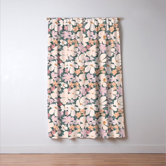 Peach and pink floral field pattern Window Curtain Gallery Image 3
