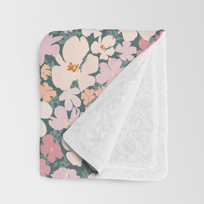 Peach and pink floral field pattern Throw Blanket Gallery Image 3