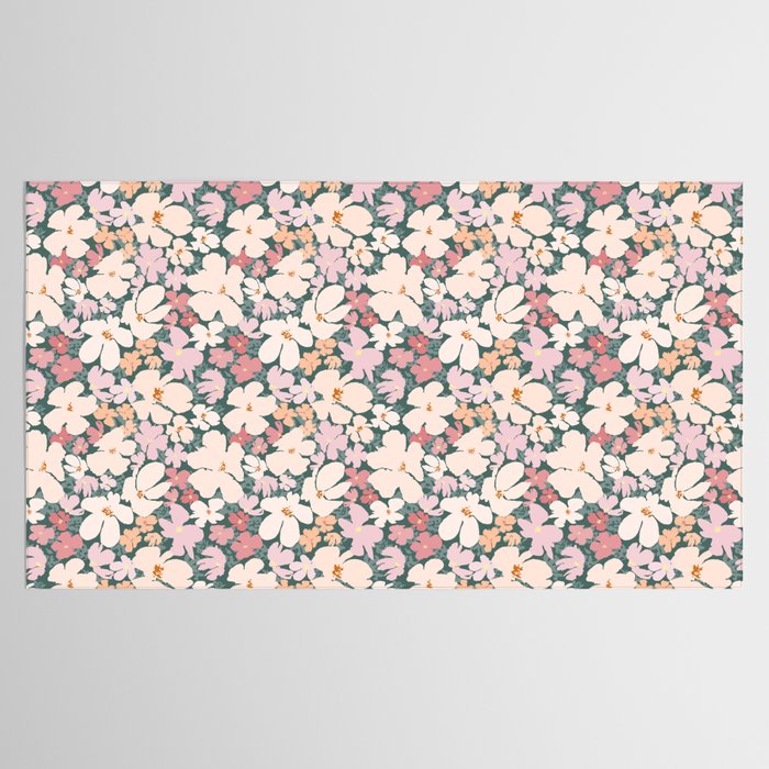 Peach and pink floral field pattern Tablecloth Gallery Image 2