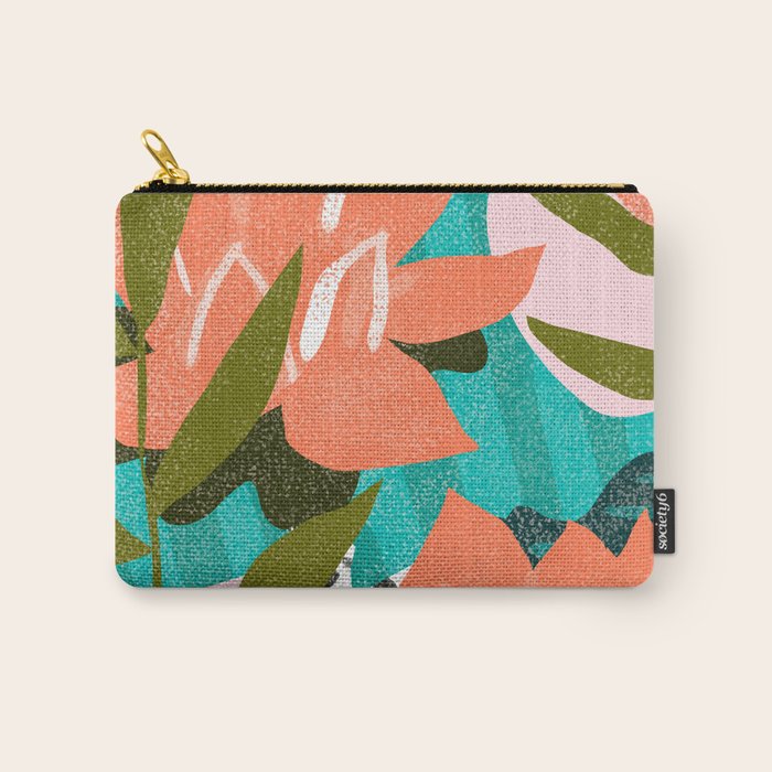 Forever in My Garden | Abstract Botanical Nature Plants Floral Painting | Quirky Modern Contemporary Carry All Pouch Gallery Image 1