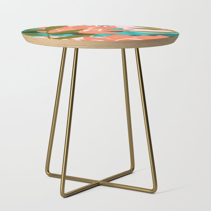 Forever in My Garden | Abstract Botanical Nature Plants Floral Painting | Quirky Modern Contemporary Side Table Gallery Image 1