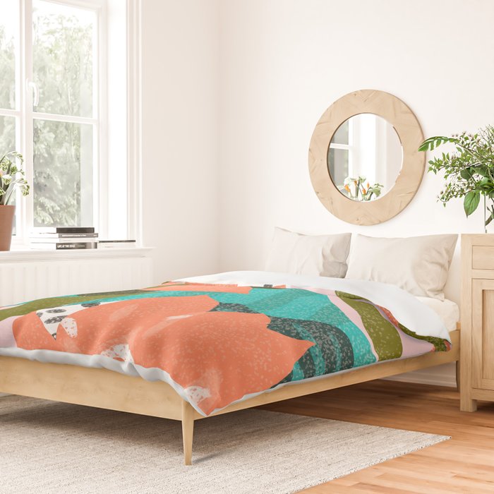 Forever in My Garden | Abstract Botanical Nature Plants Floral Painting | Quirky Modern Contemporary Duvet Cover Gallery Image 2