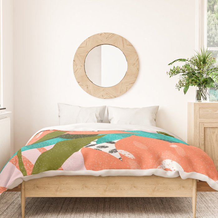 Forever in My Garden | Abstract Botanical Nature Plants Floral Painting | Quirky Modern Contemporary Duvet Cover Gallery Image 3