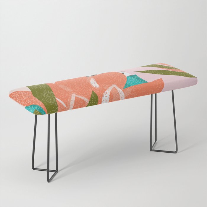 Forever in My Garden | Abstract Botanical Nature Plants Floral Painting | Quirky Modern Contemporary Bench Gallery Image 1