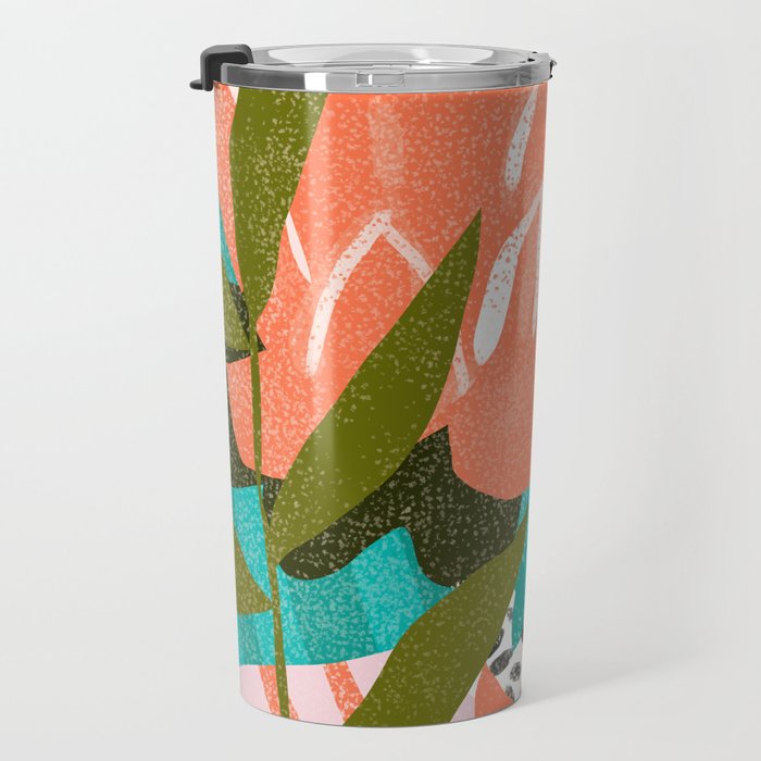 Forever in My Garden | Abstract Botanical Nature Plants Floral Painting | Quirky Modern Contemporary Travel Mug Gallery Image 3