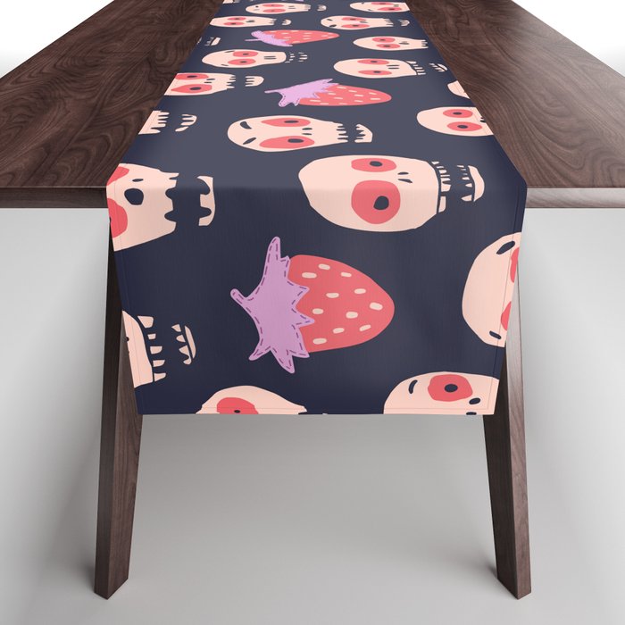 Skulls and strawberries Table Runner Gallery Image 1