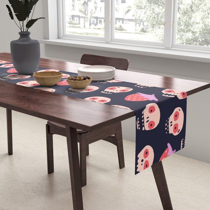 Skulls and strawberries Table Runner Gallery Image 2