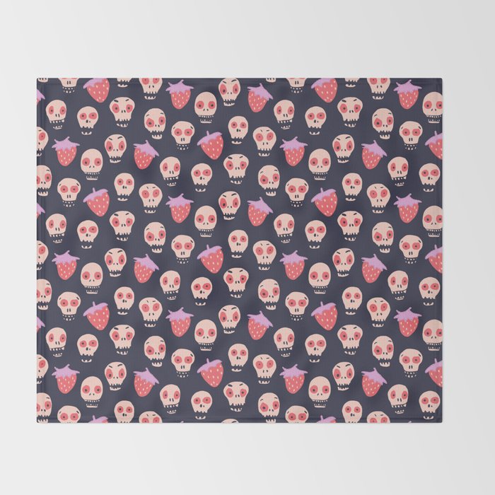 Skulls and strawberries Throw Blanket Gallery Image 2