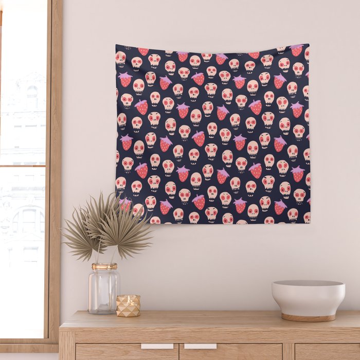 Skulls and strawberries Wall Tapestry Gallery Image 2