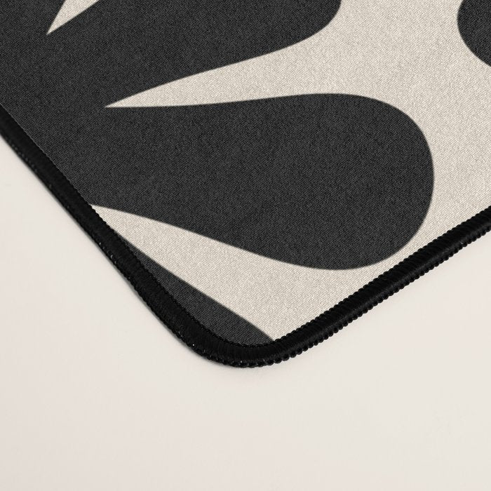 Scandi Floral Grid Retro Flower Pattern in Black and Almond Cream  Desk Mat Gallery Image 4