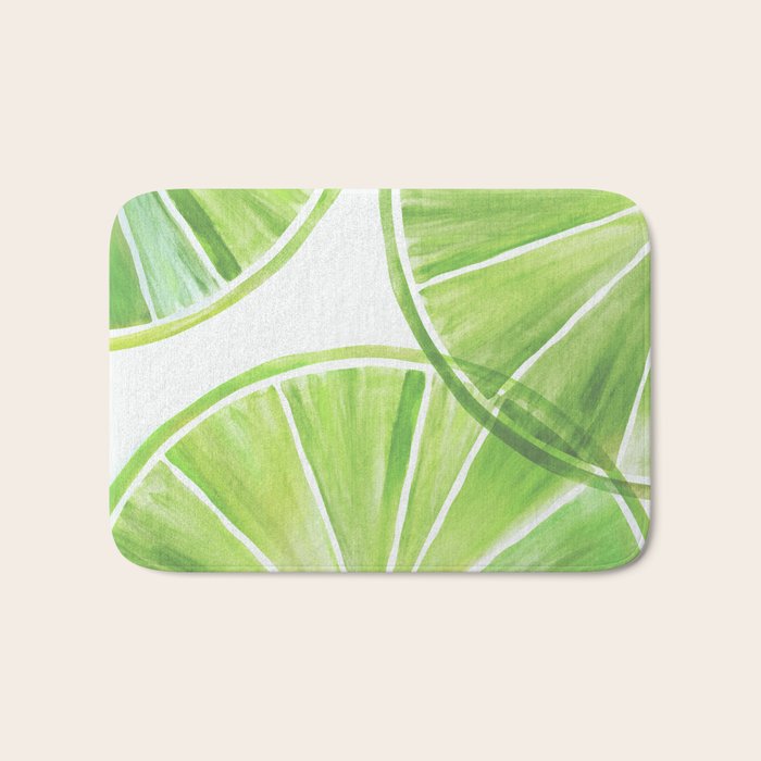Fresh Lime Citrus Abstract Watercolor Bath Mat Gallery Image 1