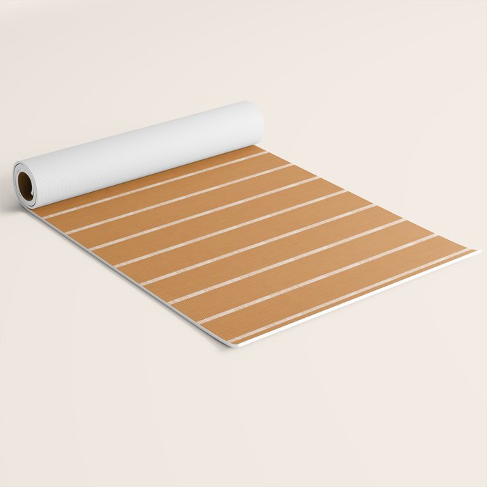 Modern Boho Serenity Stripes Caramel Brown Yoga Mat Gallery Image 2