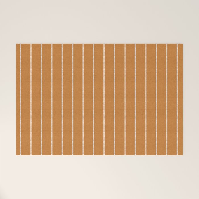Modern Boho Serenity Stripes Caramel Brown Welcome Mat Gallery Image 1