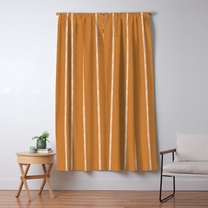 Modern Boho Serenity Stripes Caramel Brown Window Curtain Gallery Image 5
