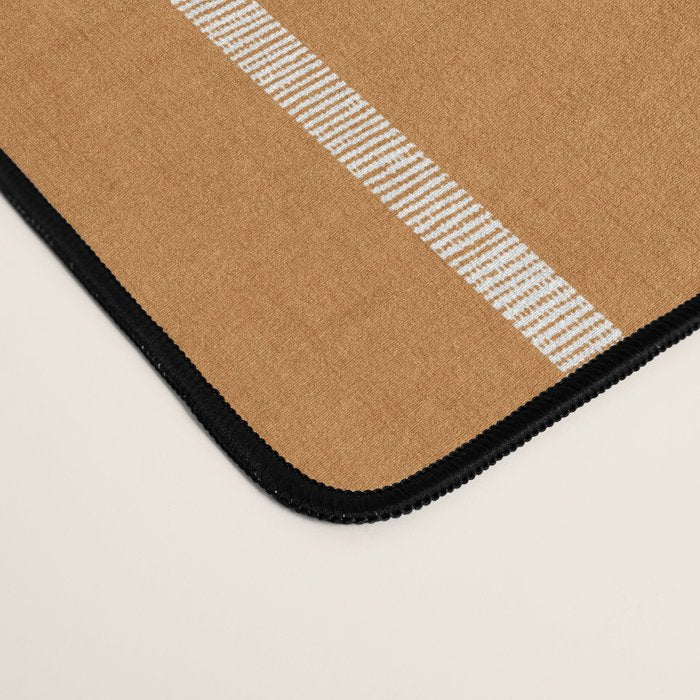 Modern Boho Serenity Stripes Caramel Brown Desk Mat Gallery Image 4