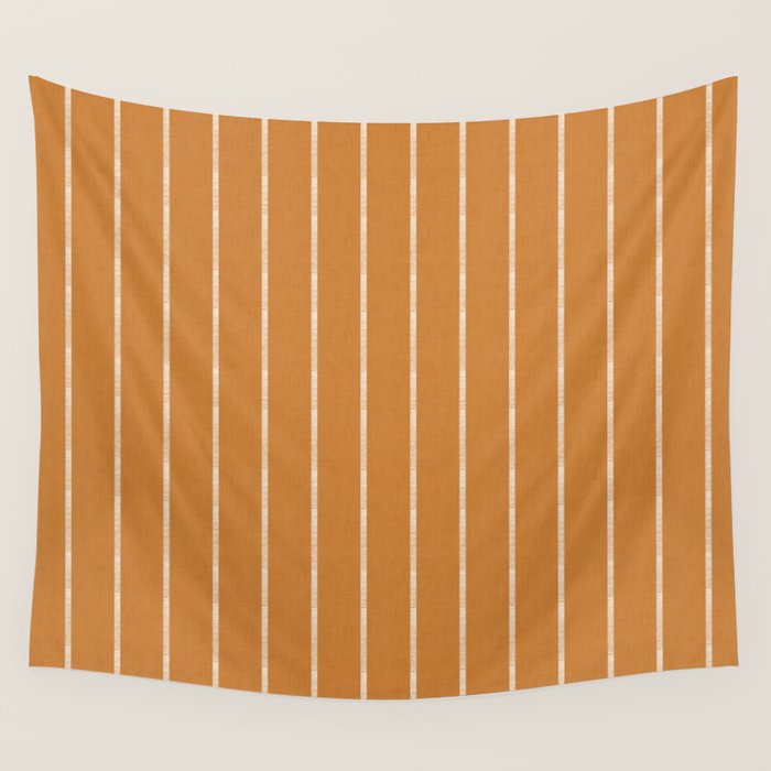 Modern Boho Serenity Stripes Caramel Brown Wall Tapestry Gallery Image 1
