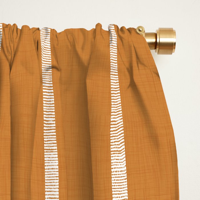 Modern Boho Serenity Stripes Caramel Brown Window Curtain Gallery Image 2