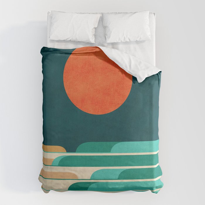 Chasing wave under the red moon Duvet Cover Gallery Image 6