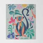 Mid Century Modern Monkey Throw Blanket Gallery Image 2