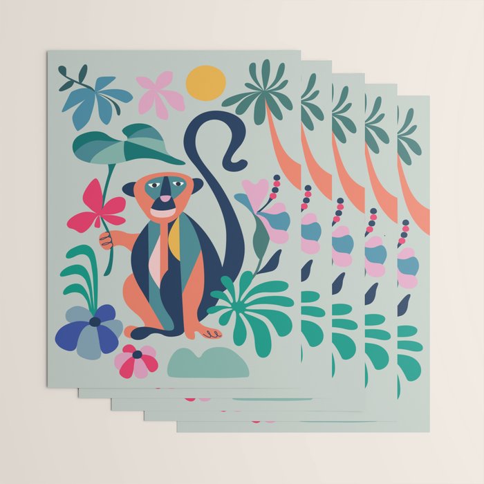 Mid Century Modern Monkey Wrapping Paper Gallery Image 3