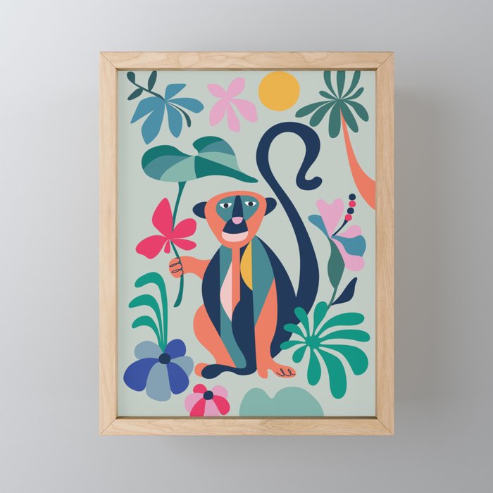 Mid Century Modern Monkey Mini Art Print Gallery Image 1