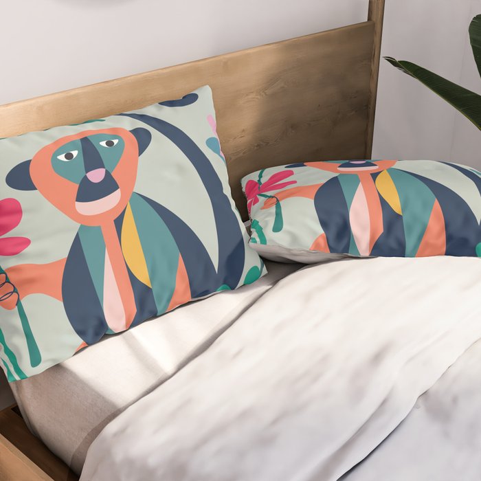 Mid Century Modern Monkey Pillow Sham Gallery Image 2