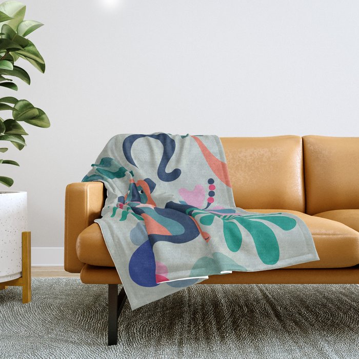 Mid Century Modern Monkey Throw Blanket Gallery Image 1