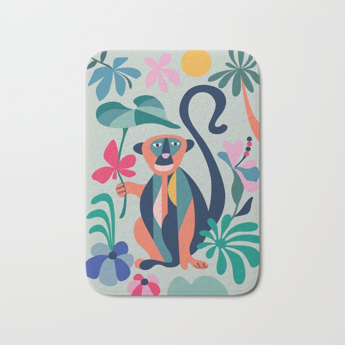 Mid Century Modern Monkey Bath Mat Gallery Image 1