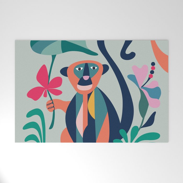 Mid Century Modern Monkey Welcome Mat Gallery Image 1